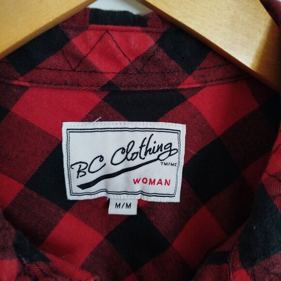 BC clothing MEDIUM shirt dress buffalo plaid long-sleeve button-down westerncore - Picture 2 of 5